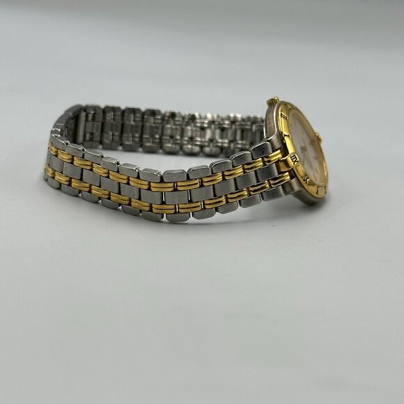 Bulova Watch Women Silver Gold Two Tone Beige Dial 24MM New Battery 7.25" - Picture 9 of 15